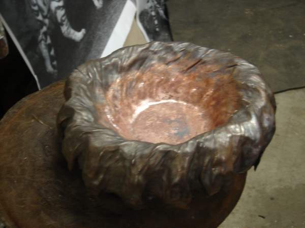 copper floral bowl
