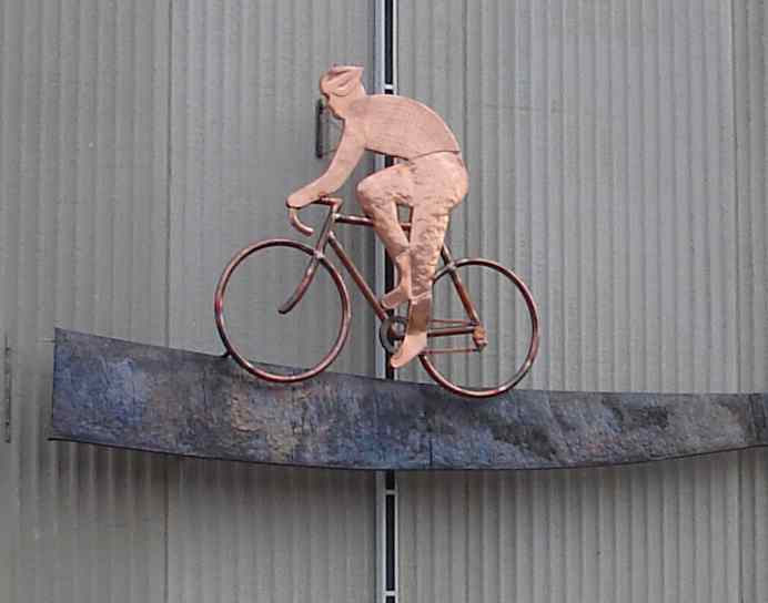 biker mounted on wall