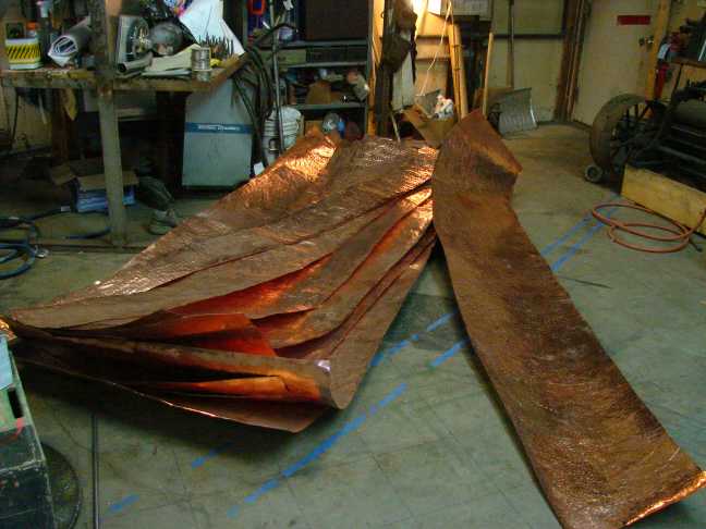 Copper ready to anneal so we can wrap it around the road frames