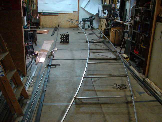 The roadway on the jig.